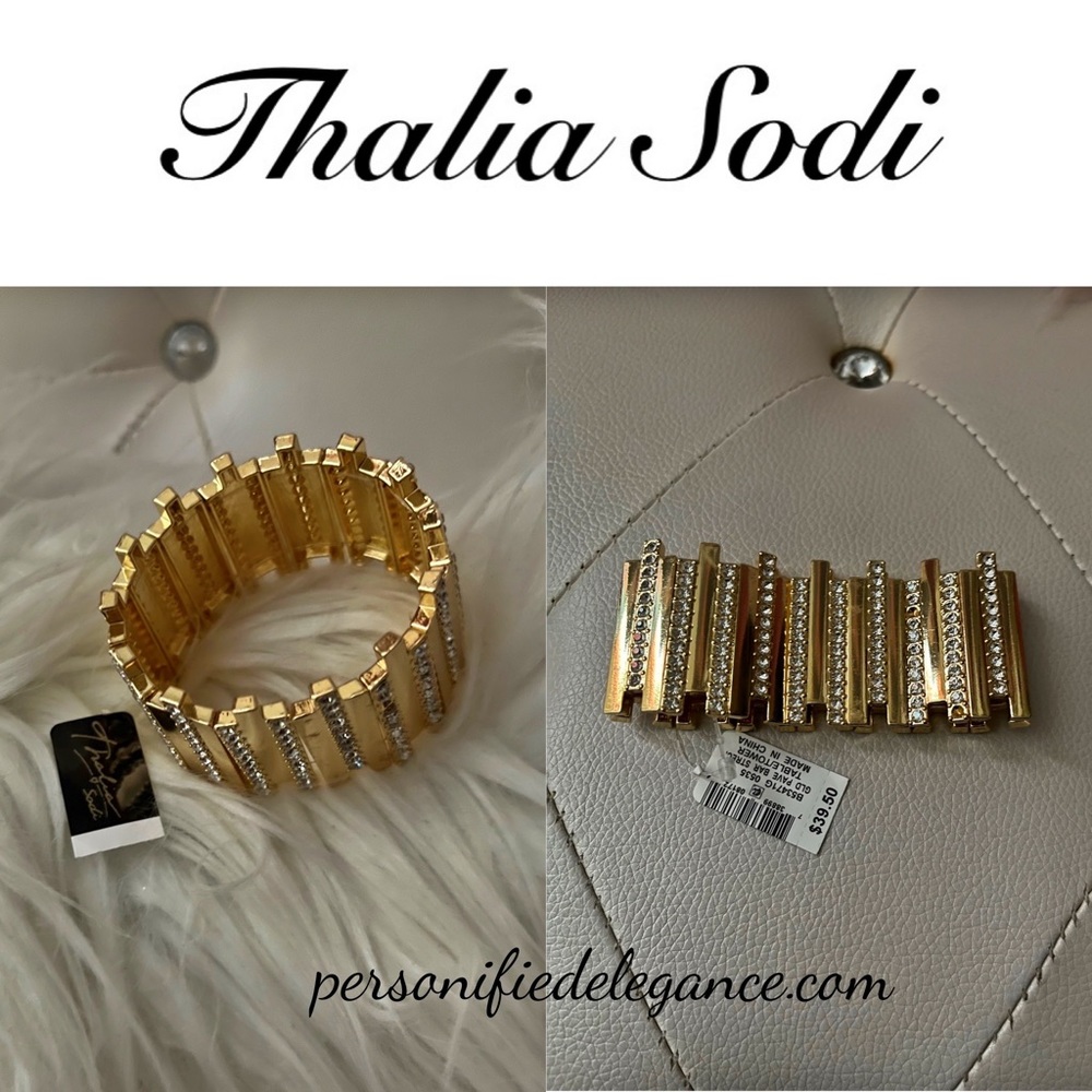 Thalia Sodi Goldtone Pave Crystal Bar Stretch Bracelet O/S